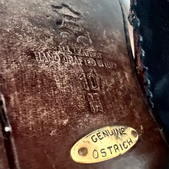 Men's Zelli Italia Brown Ostrich Leather and Black Artisan Suede loafers Size 10 - Picture 11 of 15